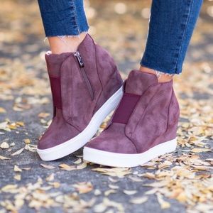 Sneaker Wedge Shoes Plum/Burgundy